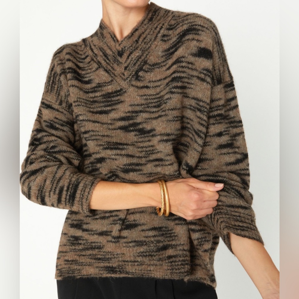 Brochu Walker Dutton Wool Blend Spacedye Sweater Size XS Oversized Brown Fall